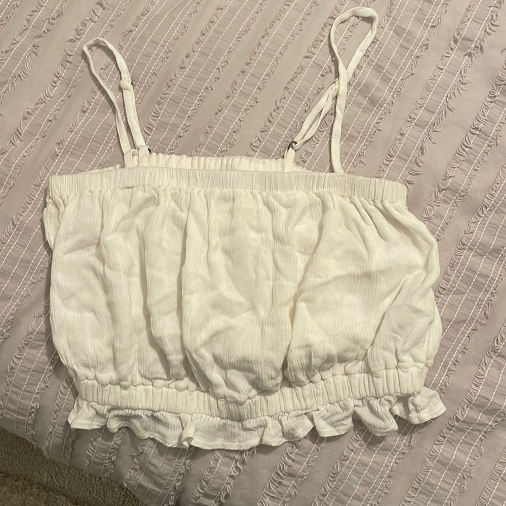 White scrunch tube top